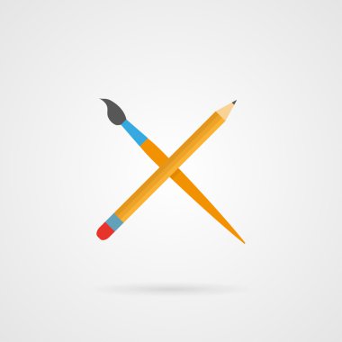 Çapraz kalem ve fırça gölge ile