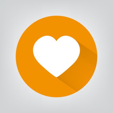 Kalp simgesi gri arka plan üzerinde düz tasarım