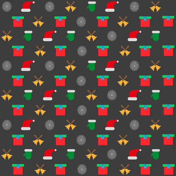 Fondo con iconos navideños sobre fondo negro — Vector de stock