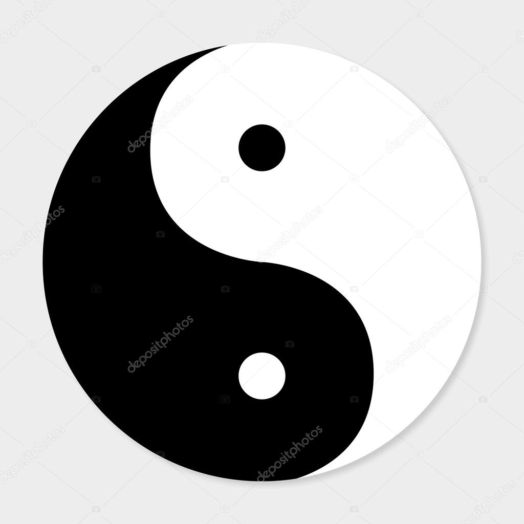 Icon of good and evil yin yang with shadow