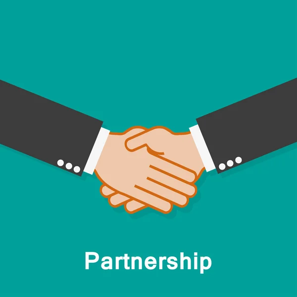 Handshake parceria em um fundo turquesa com sombra — Vetor de Stock