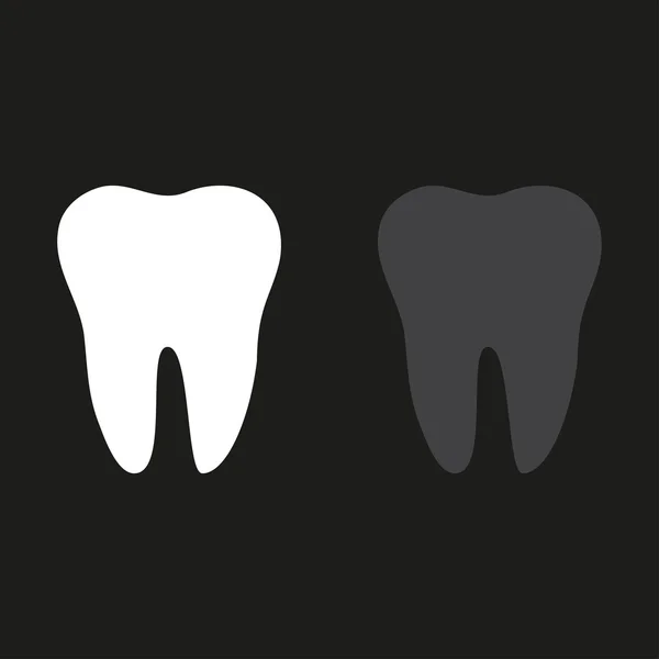Dois dentes em um fundo preto logotipo branco e escuro — Vetor de Stock