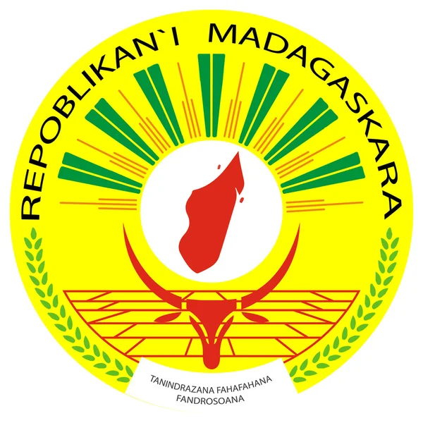 Emblem i Republiken Madagaskar på vit bakgrund — Stock vektor