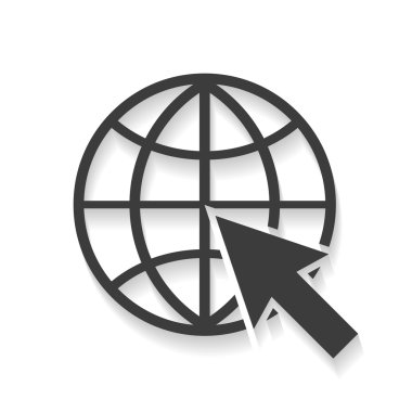 Web sitesi simge dünya küre gölge şık tasarımı ile