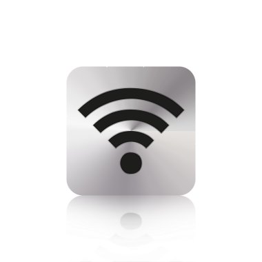 Wi fi düğmesi ile beyaz bir arka plan yansıması