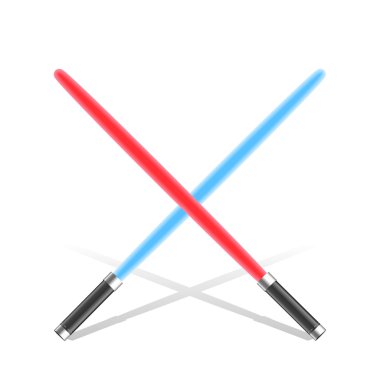 İki parlak mavi ve kırmızı gölge ile lazer