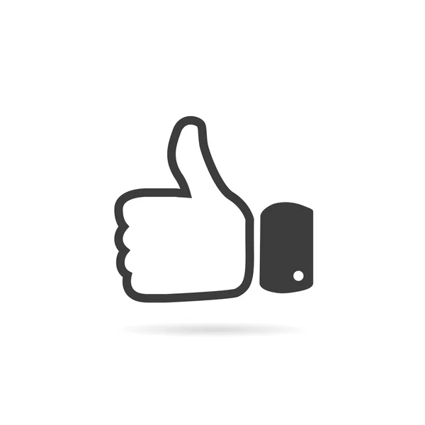 Thumbs Up pictogram op een witte achtergrond met schaduw — Stockvector