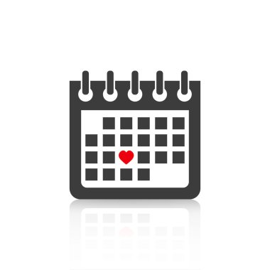 Takvim simgesi tasarım düz illüstrasyon kalp ile