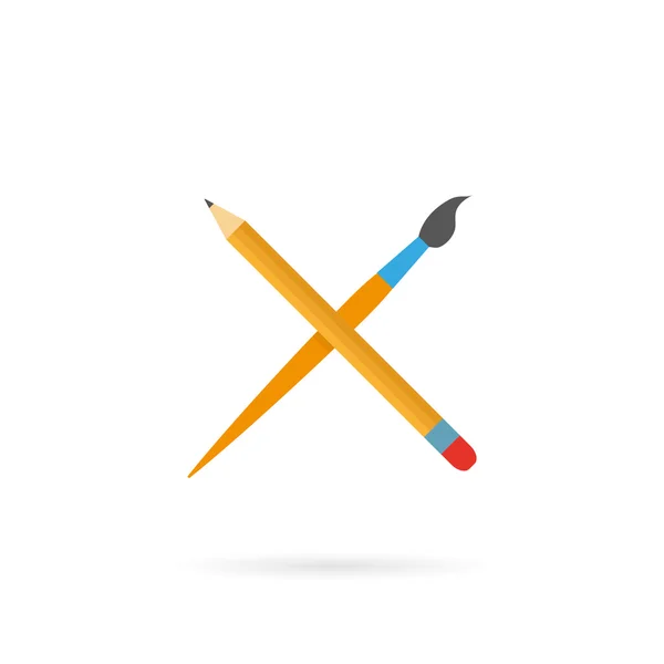 Pencil brush in a flat style on a white background — Stock Vector