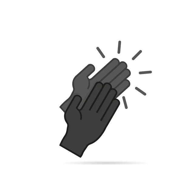 Icono aplaudiendo de la mano en un estilo plano — Vector de stock