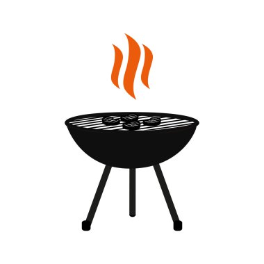 Barbekü beyaz arka plan düz tasarımı