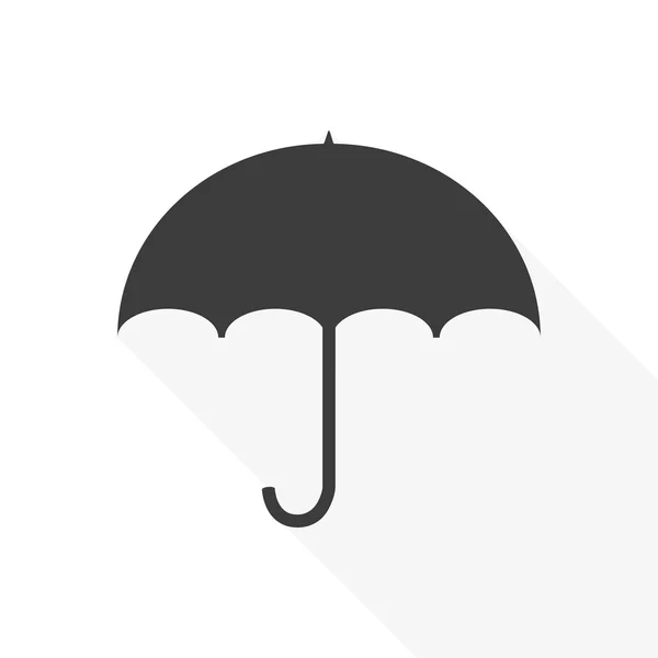 Parapluie icône sur fond blanc avec une ombre longue — Image vectorielle