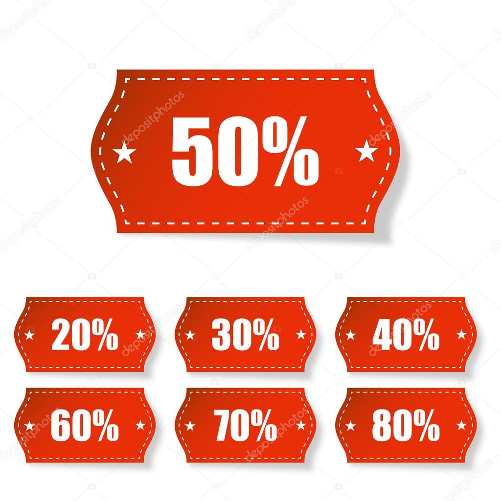 Discount labels set with shadow on white background
