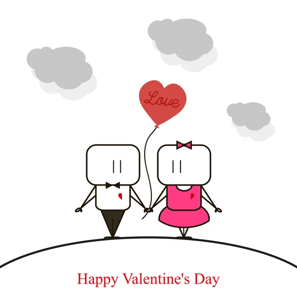 Lyckliga par alla hjärtans dag på vit bakgrund — Stock vektor