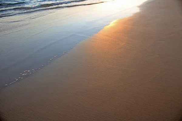 Reflexes Sunset Wet Sand Beach — Φωτογραφία Αρχείου