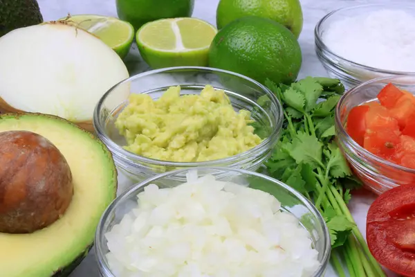 Ингредиенты Необходимые Приготовления Гуакамоле — стоковое фото