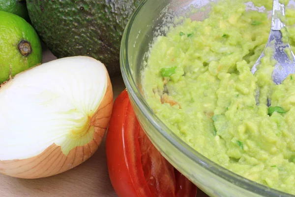 Bowl Full Guacamole Ingredients — Fotografia de Stock