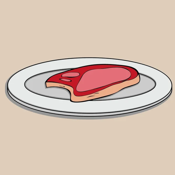 Steak auf einem Teller — Stockvektor
