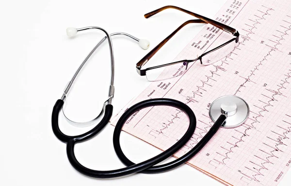 Monitoreo Del Pulso Cardiográfico Estetoscopio Concepto Salud —  Fotos de Stock