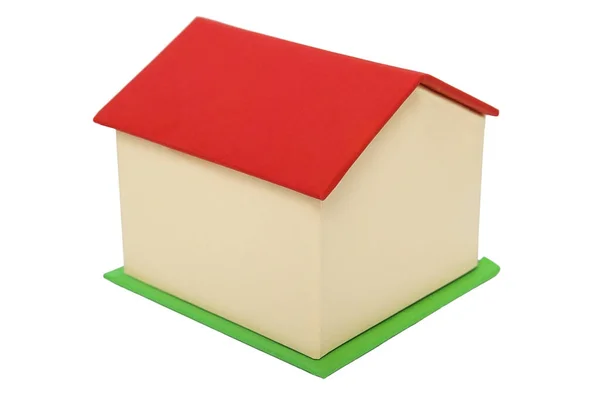 Immobilienmakler Hausmodell Das Kleine Hausmodell Besteht Aus Pappe Immobilienkonzept — Stockfoto