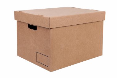 Beyaz arka planda karton kutular. Emlak kavramı.