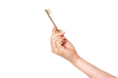 Genç bayan emlakçı evin anahtarını veriyor..