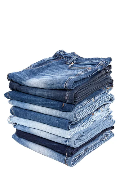 Vestiti Alla Moda Jeans Sfondo Bianco — Foto Stock