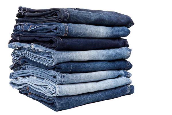 Fashionabla Kläder Jeans Vit Bakgrund — Stockfoto
