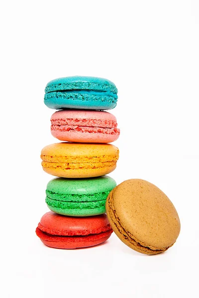 Macaron Dolce Colorato Sfondo Bianco Spuntini Dolci — Foto Stock