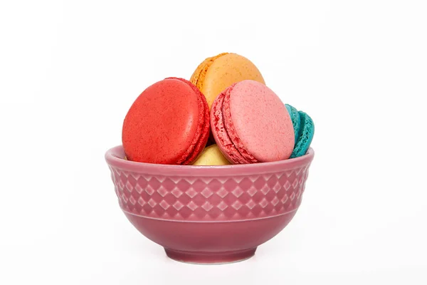 Macaron Dulce Colorido Sobre Fondo Blanco Dulces Bocadillos — Foto de Stock