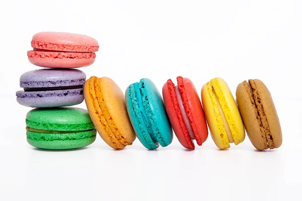 Macaron Dulce Colorido Sobre Fondo Blanco Dulces Bocadillos —  Fotos de Stock