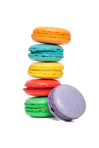 Macaron Dolce Colorato Sfondo Bianco Spuntini Dolci — Foto Stock