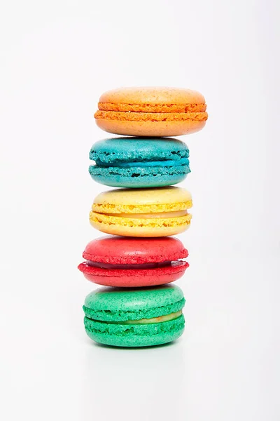 Macaron Dulce Colorido Sobre Fondo Blanco Dulces Bocadillos —  Fotos de Stock