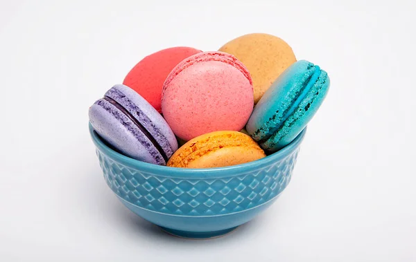 Macaron Dolce Colorato Sfondo Bianco Spuntini Dolci — Foto Stock