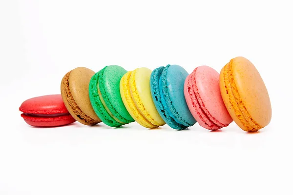 Macaron Dulce Colorido Sobre Fondo Blanco Dulces Bocadillos —  Fotos de Stock