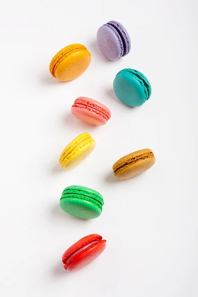 Macaron Doce Colorido Sobre Fundo Branco Petiscos Doces — Fotografia de Stock