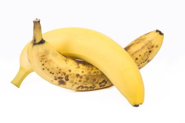 Beyaz arkaplan üzerinde izole taze muz.