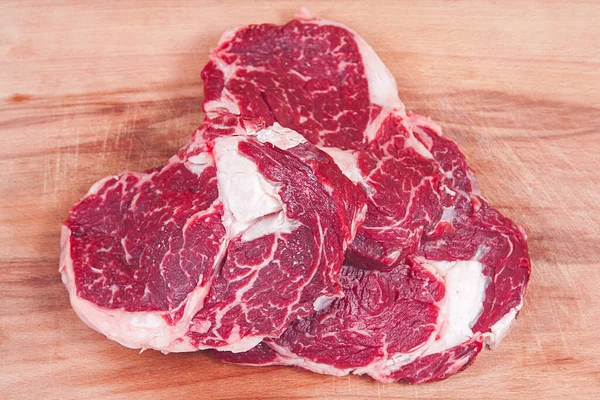 Steak Bœuf Cru Frais Sur Fond Bois Roast Beef — Photo