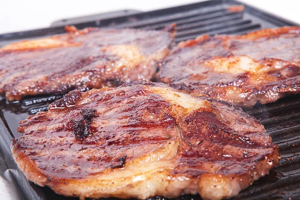 Bife Cozido Grelha Carne Bovino Assada — Fotografia de Stock