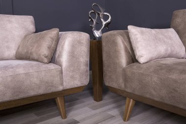 Gri kanepe oturma odasında..