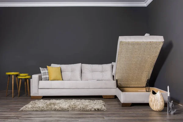 Sofa Putih Diatur Ruang Tamu — Stok Foto