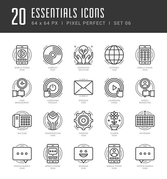 Line icons set. Trendy Modern Flat thin linear stroke vector Essentials Objects concept — 图库矢量图片