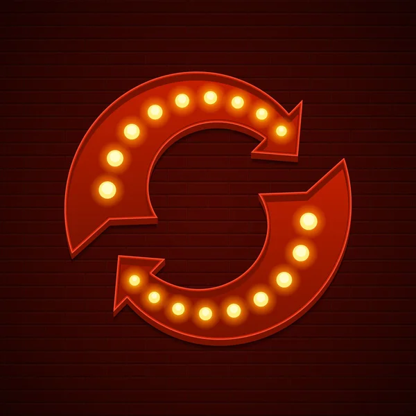 Retro Showtime Sign Design. Arrows Cinema Signage Light Bulbs — Stockový vektor
