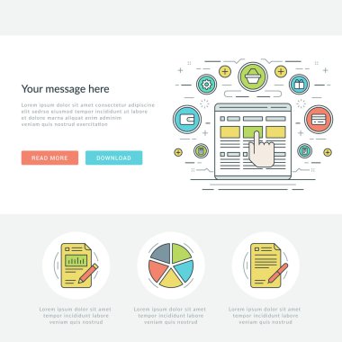 Flat line Online Shopping Concept Vector illustration.