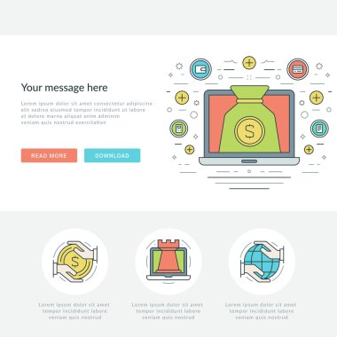 Düz çizgi Online iş kavramı vektör çizim.