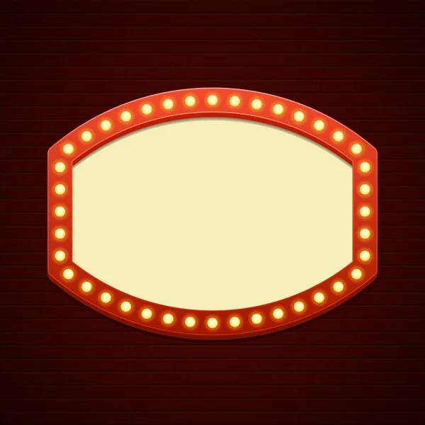 Retro Showtime Sign Design. Cinema Signage Light Bulbs Frame and Neon — Stock Vector