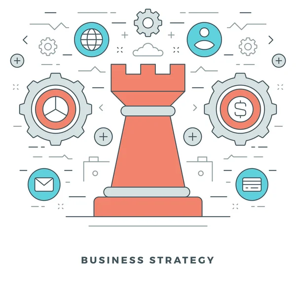 Flat line Business Strategic Management. Vector illustration. — Stock Vector