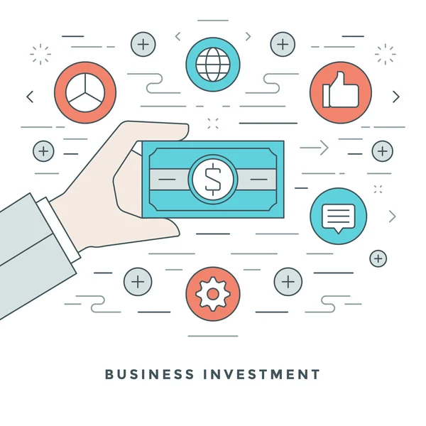Platte lijn Business Management en investeringen. Vectorillustratie. — Stockvector