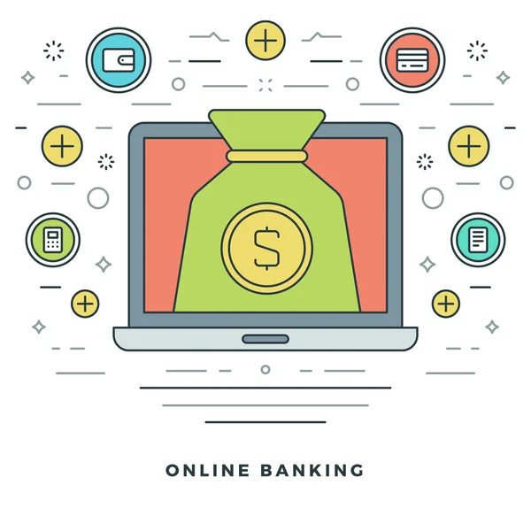 Flatline Banking und Finanzmanagement Konzept Vektor Illustration. — Stockvektor