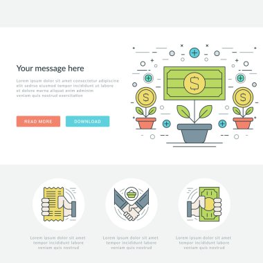 Düz çizgi Online iş kavramı vektör çizim.